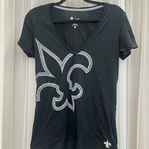 Women's Black NFL Saints V-Neck Tee